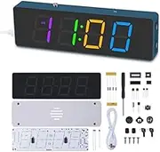 domoi Soldering Practice Kit 4-Digit Digital Alarm Clock Kit with RGB Colorful Modes, Diplay DIY Clock Soldering Project Set Kit, Blue