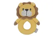 Living Textiles Newborn Infant Baby Cotton Knitted Ring Rattle Leo the Lion