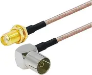 RG316 SMA Male to TV IEC PAL DVB-T Female Right Angle Connector Coaxial Pigtail Cable(SMA F toTV F90,2.9M)