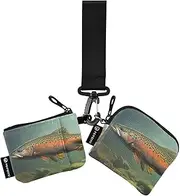 [XYMZR] Mini Zip Around Wristlet keychain Wallet Trouts Closeup Water for Women Personalized Pattern Detachable Dual Pouch Wristlet Portable Wallet Phone Coin Purse, Multi-colored, One Size