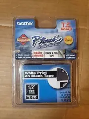 Genuine Brother P-Touch TZ-335 1/2" White Print on Black Tape TZ-Tape