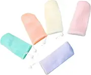 FOYTOKI 5pcs Lathering Mesh Soap Bag Soap Scrubber Pouch Cotton Sponge Bags Bubble Foam Net Nylon Soap Bag Loofah Pouch Soap Storage Bags Soap Pouch Drawstring Soap Holder Pe