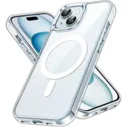 JETech Magnetic Case for iPhone 15 6.1-Inch Compatible with MagSafe Wireless Charging, Shockproof Phone Bumper Cover, Anti-Scratch Clear Clear