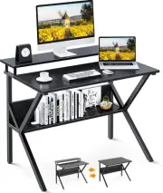 Small Computer Desk, 27.5 Inch, Compact Tiny Study Desk with Storage and Monitor