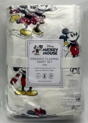 Mickey Mouse Minnie Christmas Organic Flannel Twin Sheet Set Pottery Barn