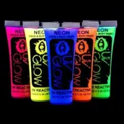 UV Glow Blacklight Neon Face and Body Paint - 0.34oz Set of 5 tubes -