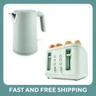 Electric Kettle And Toaster Set Combo Deal Stainless Steel Green Soft Touch Pack
