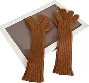 [JINZIJINYU] Knitted Touchscreen Gloves Men Two Finger Touch Screen Wool Gloves Solid Color Extended Gloves