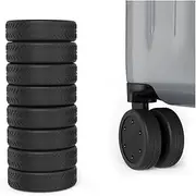 [Generic] 8pcs Luggage Wheels Cover Trolley Case Caster Sleeve Dustproof Anti-Noiseshock Absorption Castor Sleeve Universal Wheels Silent Luggage Silicone Protector Cover (Black)