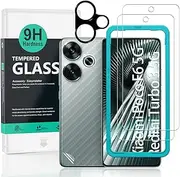 IBYWIND 2 Pcs Screen Protector For Xiaomi Poco F6 5G/Redmi Turbo 3 5G 6.67",Tempered Glass,With 1Pc Camera Lens Protector,1Pc Back Film,Anti-Scratch,Bubble Free