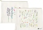[MOSITU] Canvas Cosmetic Makeup Bag for Women - Zipper Cotton Travel Toiletry Pouch - Multi-Purpose Small Canvas Bags Bulk, D, 7.4x9.8 inch, Aesthetics