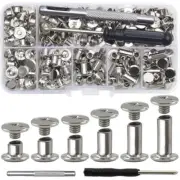 110 Set Chicago Screws Leather Rivets with 2pcs Setting Tools Assorted Screw ...