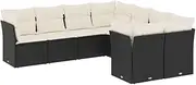 vidaxl - Modular 8-Piece Black Garden Sofa Set with Cushions - Lounge Seating for Patio and Outdoor - UV-Resistant PE Rattan with Washable Covers