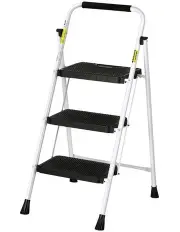 [Giantz] 3 Step Folding Multi-Purpose Steel Platform Ladder in Black/White