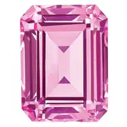 Gemstone Created Pink Sapphire 8X6mm Emerald Cut