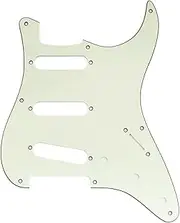 Musiclily Pro 8 Holes ST SSS Pickguard for 2008-2019 China Made Squier Classic Vibe SQ CV 50s Reissue Vintage Strat Style Electric Guitar, 3ply Mint Green