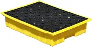 Spill-Proof Tray Oil Tank Spill Tray，Spill Platform, Plastic Containment Spill Pallet, Yellow and Black Polyethylene Leakproof Tray with Flat Top Grating, Factory Garage Flat Top Grid Pad fo