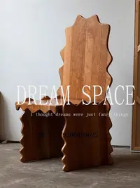 在飛比找Yahoo!奇摩拍賣優惠-桃子家居中古實木餐椅設計師創意波浪高背椅復古裝飾椅書房椅子