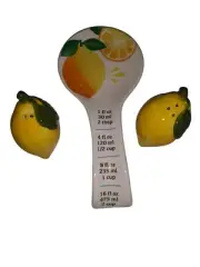 Stove Top Spoon Holder With Set Of Lemon Salt And Peppers NEW