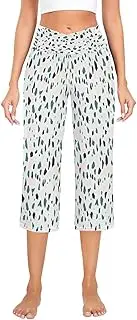 [RPLIFE] Trendy Terrazzo Dots Cross Waist Yoga Pants, Yoga Pants for Women Capri Length, Women's Loose Pant