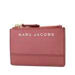 MARC JACOBS 白色LOGO防刮皮革證件/鑰匙零錢包-乾燥玫瑰