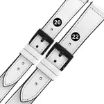 WATCHBAND / 20.22 MM / 各品牌通用 經典復刻 黑鋼扣 外層真皮 內層橡膠錶帶-白色