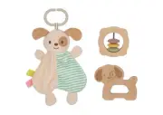 Tooky Toy BABY COMFORTER RATTLE GIFT SET - PUPPY DOG
