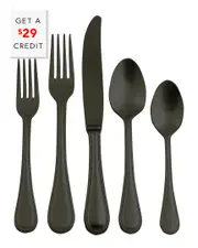 Mepra Perla Oro Nero 5pc Flatware Set with $29 Credit