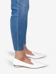 White Leather Point Toe Loafers