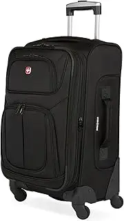 [SwissGear] Sion Softside Expandable Roller Luggage, Black, Checked-Medium 25-Inch, Sion Softside Expandable Roller Luggage