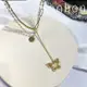 《韓國設計》金色蝴蝶雙層疊戴項鍊 Y字鍊 珍珠鎖骨鍊 個性飾品Rose Bonbon