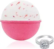 Bath Bomb with Surprise Size Ring Inside Pink Himalayan Sea Salt Extra Large 10 oz. Made in USA