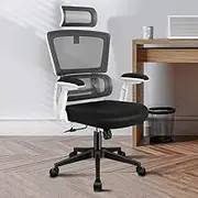 ALFORDSON Mesh Office Chair Swivel Computer Chair with Tilt & Height Adjustment, Ergonomic Executive Office Chair with Built-in Lumbar Support Headrest and Tall Back, Mesh Fabric Racing Chair White