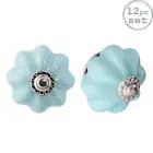 12x Vintage Flower Ceramic Drawer Knobs Furniture Cupboard Door Handle Blue
