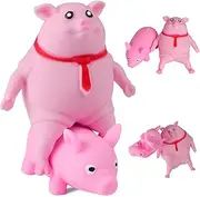 Squishy Pig Toys (2Pack) Pink Pig Stress Balls for Adults and Kids, Cute Pig Stress Relief Fidget Sensory Toys, Animal Squeeze Squishy Ball, Set for Stretch Stress Pig Toys for Party Favors