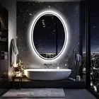 LED Bathroom Vanity Mirror: 600 X 800Mm Oval Dimmable Wall Illuminated Mirror wi
