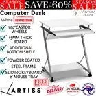 Desk Home Office Computer Small Sliding Tray Bottom PC Desk Laptop Table White