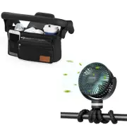 Universal Stroller Organizer with Insulated Cup Holder Portable Stroller Fan, 27
