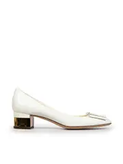 White Patent Gold Heel Pumps