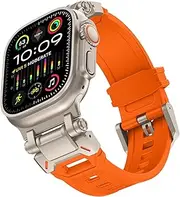 MGTCAR For Apple Watch Ultra 2 Band 49mm For Apple Watch Band Series 9/8/SE2/7/6/SE/5/4/3/2/1 45mm/44mm/42mm Durable Metal Connector Band, Rugged TPU Sport Replacement Band