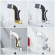 Waterfall Bathroom Sink Mixer Faucet Brass, Basin Taps Single Handle One Hole with Hot and Cold Hose Vessel Water Tap Deck Mounted