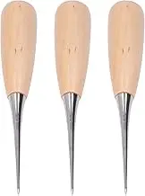 Versatile Leather Awl Tool Set - Durable Steel Hole Maker Awl with Wooden Handle - 3Pcs DIY Punch Hole Leathers Tools for Paper, Cloth, Wood, and Plastic Surfaces