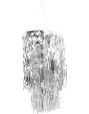 [Boutique Retailer Costumes] 2 Tier Foil Metallic Tinsel Hanging Chandelier in Silver