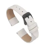 Genuine Leather Band 16mm Flat Leather Watch Strap White/Black Buckle