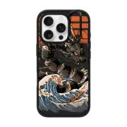 iPhone 16 Pro Impact Ring Stand Case MagSafe Compatible Black Great Sushi Dragon