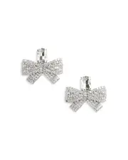 Self-Portrait Small Crystal Bow Clip On Earrings