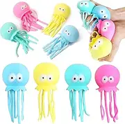 JIAHO 4 Pack Octopus Squishy Stress Balls for Kids and Adults, Sea Animals Squeeze Toys, Dough Ball, Squishy Toys for Kids Party Favors | Colorful Stress Relief Squishy Balls | Octopus Toys