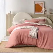 Vintage Design Homewares Super King Pink Hugo Clay Cotton Gauze Quilt Cover Set