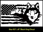 Wolf Scene American Flag 8" Black Vinyl Decal Car Truck Van Trailer Camper RV
