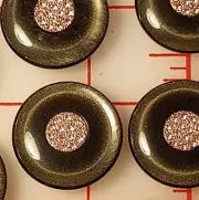 5 Fine Italian Smoke Black Shank Buttons W Tiny Rhinestones 1-18" Oh So Lovely!